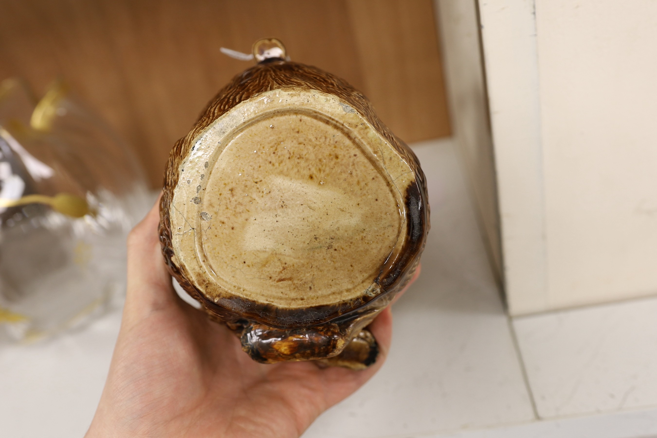A Continental Majolica ‘bear’ jug. 26.5cm tall